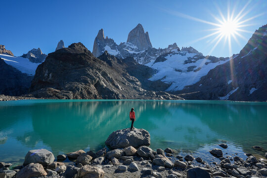 Taking in the view of Mount Fitz Roy in El Chalten, Argentina 
