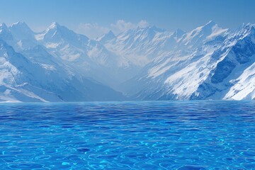 Mountain peaks reflected in a crystal-clear pool