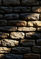 Fototapeta premium Warmth on rough stone wall texture, abstract background and detail