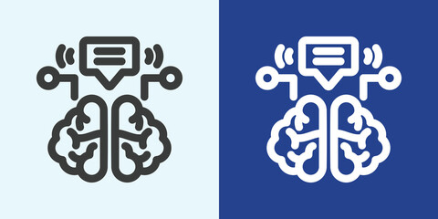 Natural Language Processing Icon Set in Black and White Outline Style © nisaadesign