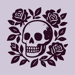 ornament mozaik skull and flower illustration vector checkerboard leaves leaf heart circle rose