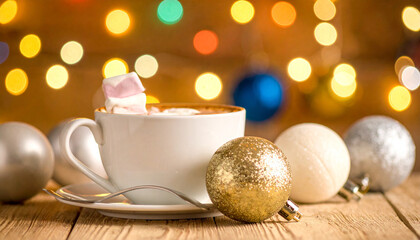 Festive Hot Chocolate with Marshmallows.