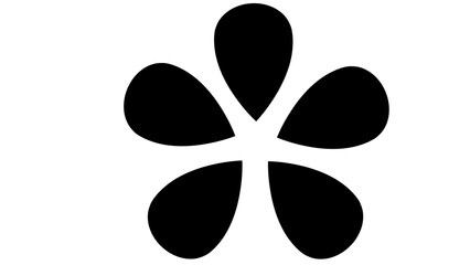 Black five-petal flower icon with radial symmetry, floral symbol, simple design