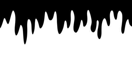 Black liquid-like shape on transparent background, abstract design, minimal element