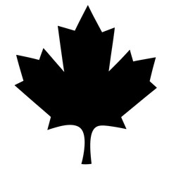 Black maple leaf, botanical symbol, simple design