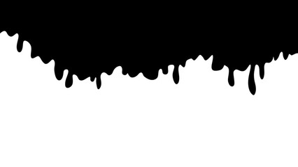 Black liquid-like shape on transparent background, abstract element