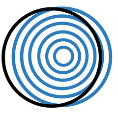 Blue concentric circles for Memphis pattern, geometric design, playful motif