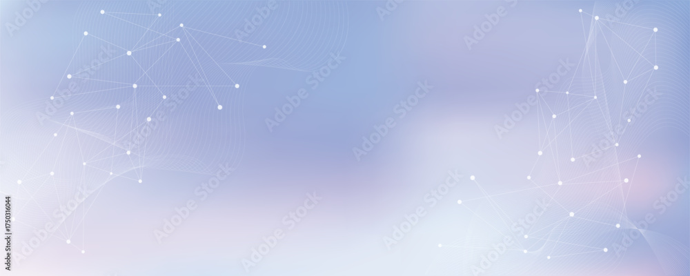 Wall mural abstract tech network connection dots. digital technology and big data analysis background. light bl