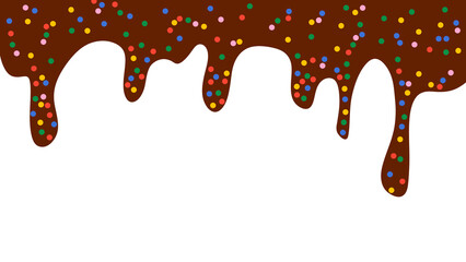 Chocolate brown patch with colorful candy sprinkles on transparent background, playful design, dessert element