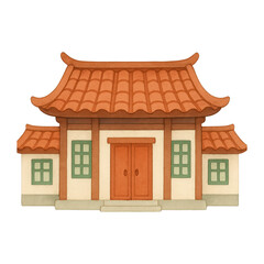 Fototapeta premium PNG Traditional Asian architectural illustration.