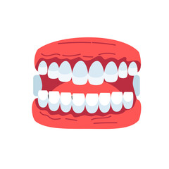 Cartoon Illustration of Open Mouth with White Teeth on Transparent Background