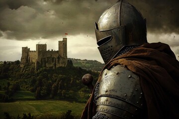 In the background, a majestic castle towers over the serene scenery. 