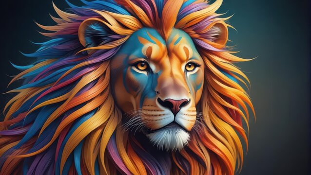 A stylized illustration of a lion's mane with bold