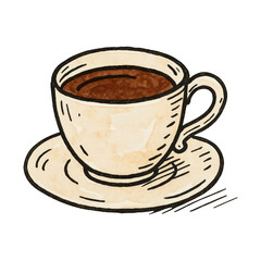 PNG Vintage coffee cup illustration.