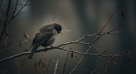 Bird perched on a branch in a forest