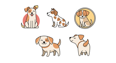 A collection of adorable cartoon puppies in various playful poses and styles.
