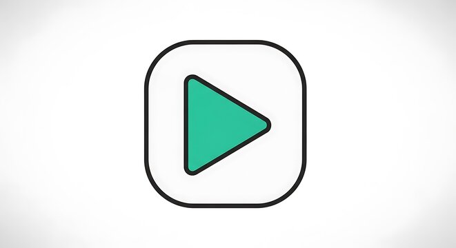Play button icon with teal, and digital.