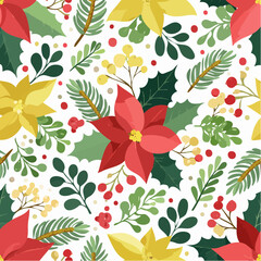 Realistic christmas flower & wreath collection
2