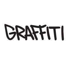 Minimalist vector graffiti typography artwork, designed in black and white tones with clean black outlines, symbolizing street culture, rebellion, and modern expression.