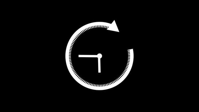 Stopwatch animation icon moving arrow on white background.