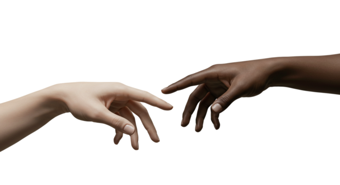 two hands isolated on white background