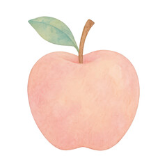 PNG Pastel apple with green leaf.