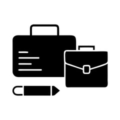 Two briefcases and a pencil in a black and white theme