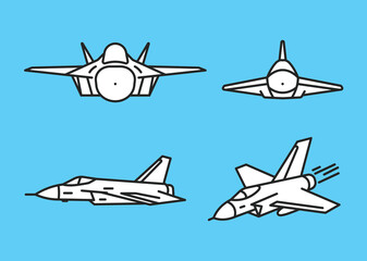 line art of the multirole aircraft eurofighter isolated on white background