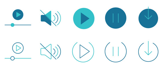 Audio icon set. Vector and illustrator