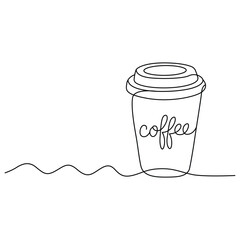 Minimalist Coffee Cup Line Art Illustration Single Continuous Line Drawing for Coffee Shop and Beverage Designs Black and White Aesthetic