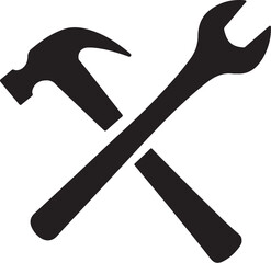 Black silhouette of crossed hammer and wrench tools