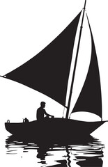 Silhouette of a person sailing a sailboat on water