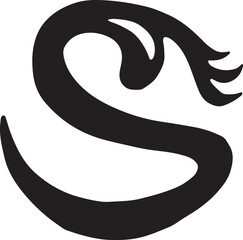 Black abstract flowing shape with wispy ends vector