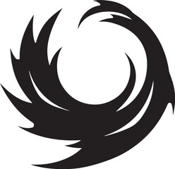 Black abstract swirling flame shape fire