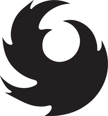 Black abstract swirling shape with sharp points vortex