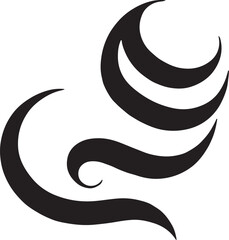 Black abstract swirling shapes on white background