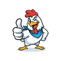 Chicken Mascot Winking and Giving Thumbs Up