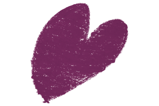 Valentine's Day purple chalk crayon heart illustration isolated on transparent background
