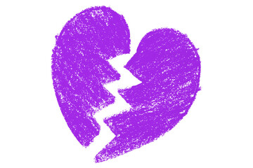 Valentine's Day purple chalk crayon heart illustration isolated on transparent background