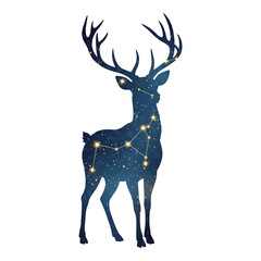 Majestic reindeer illustration with elegant blue color tones symbolizing peace, winter beauty, and festive spirit