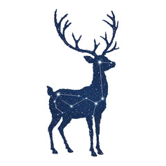 Stylish blue reindeer standing gracefully symbolizing Christmas elegance, calm spirit, and winter celebration vibes