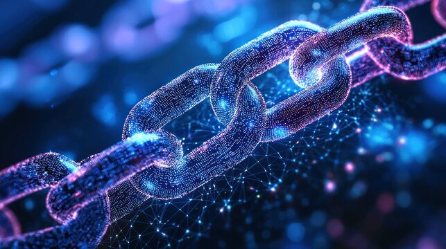 A digital blockchain network overlaying a global map, symbolizing secure logistics and supply chain management