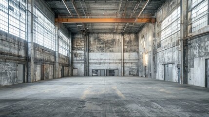 Obraz premium High-rise industrial building with exposed concrete walls and geometric patterns.