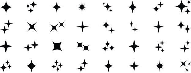 Sparkle star icons. Star sparkle, twinkle, flash stars isolated vector icons. Sparkles and starbursts symbols. Star sparkle vector set.