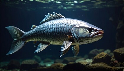 Fototapeta premium Underwater Fish Close Up Aquatic Life Nature Background.