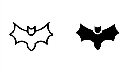 Bat Icon Set. Solid And Outline Halloween Bat Icons on white background