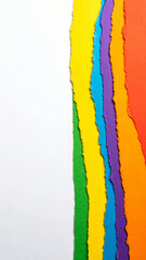 Vibrant Tearing Paper Art　Abstract Background of Rainbow-Colored Washi Paper Fragments, Diversity, Creativity, and Craft Themes