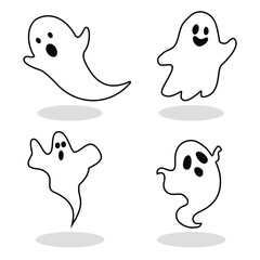 Cute Spooky Halloween Ghost Characters Collection