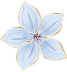 Watercolor Flower with Gold Accents