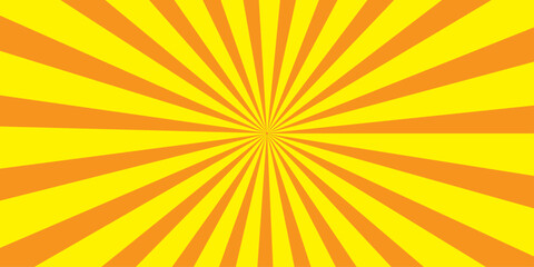 Bright, warm sunrays burst across a yellow and orange abstract background like a vibrant summer star explosion